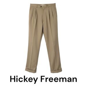 Hickey Freeman Men’s Dress Pants Tan Pleated Slacks Size 36 Reg